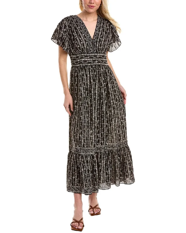 Max Studio V-Neck Tiered Maxi Dress