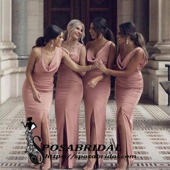 Long Mermaid Split Simple Mermaid Bridesmaid Dresses,WG334