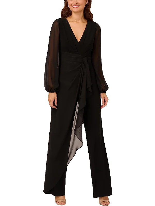 Womens Chiffon V-Neck Jumpsuit