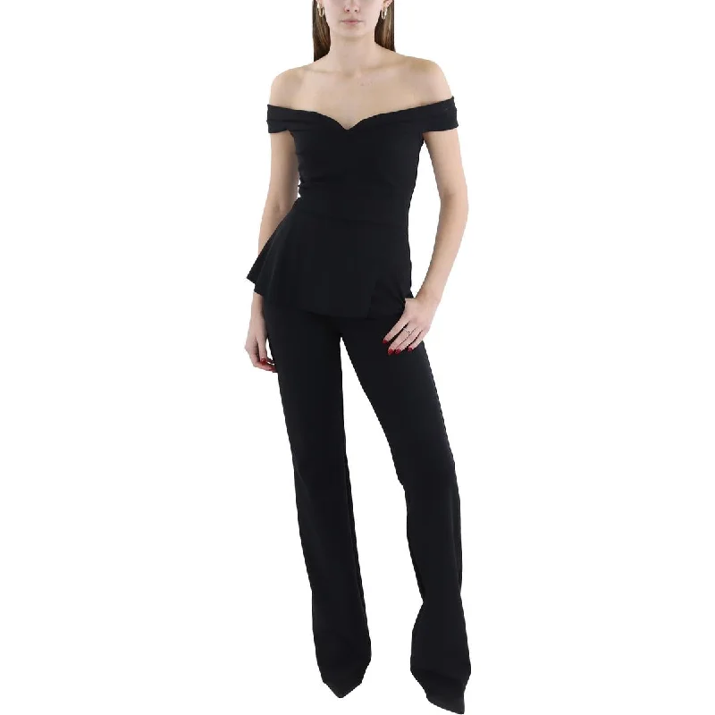 Radonna Womens Off-The-Shoulder Peplum Jumpsuit