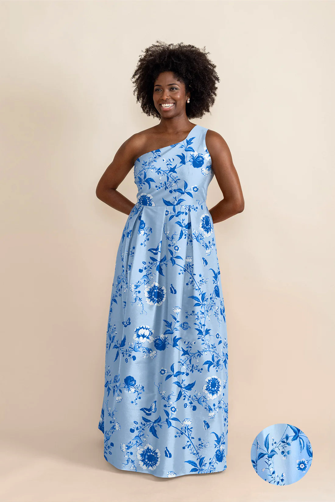 Cason Bodice with Dahlia Skirt Long in Floral Vine Sateen