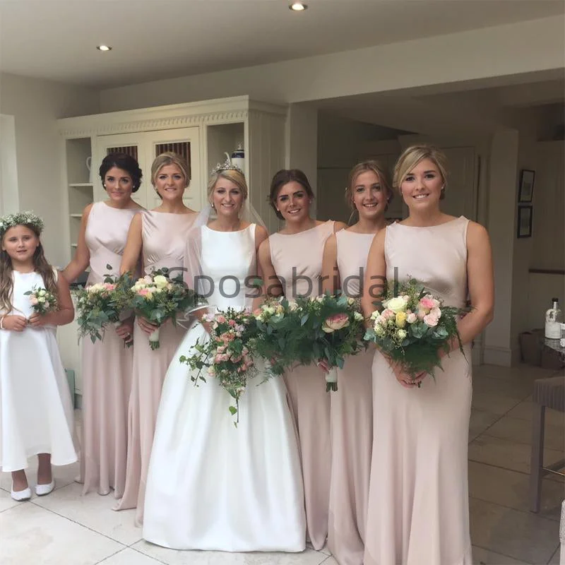 Long Country Sleeveless Summer Modest Unique Bridesmaid Dresses WG700