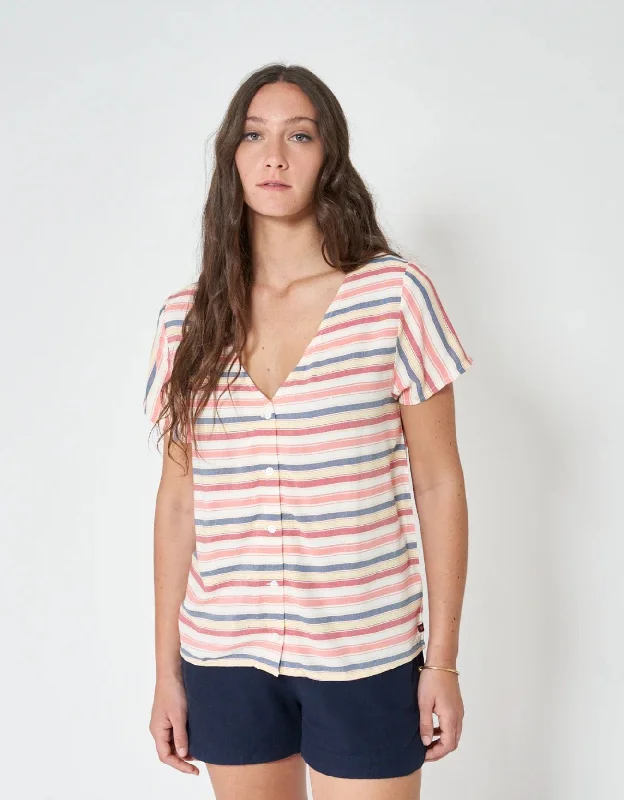 Batela Striped V-Neck Top MULTI COLOUR