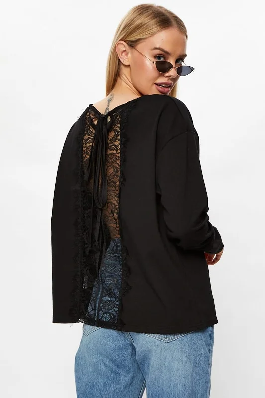 Black Lace Back Top