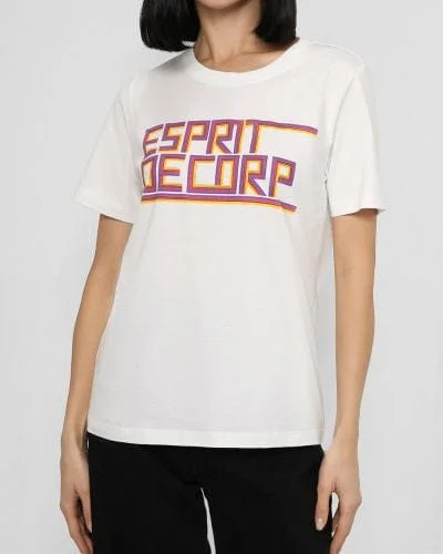 Esprit Graphic Crew Neck T-Shirt OFF WHITE