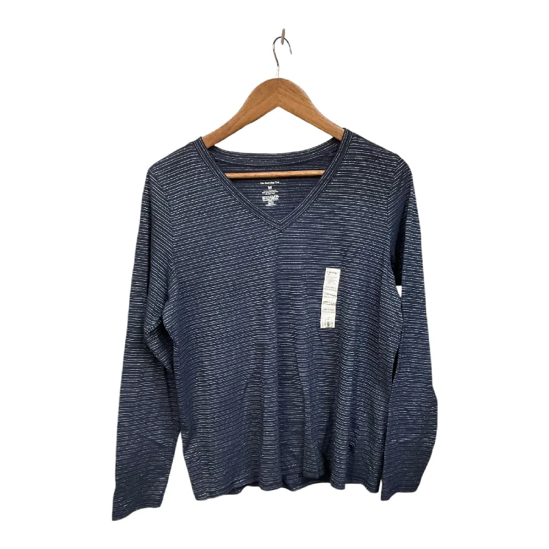 Top Long Sleeve Basic By Sonoma In Blue & Silver, Size: M