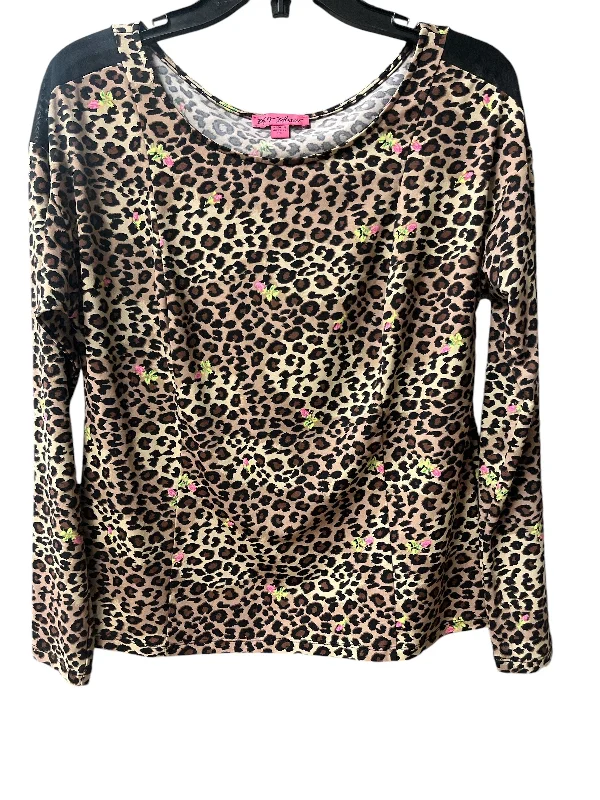 Top Long Sleeve By Betsey Johnson In Leopard Print, Size: M