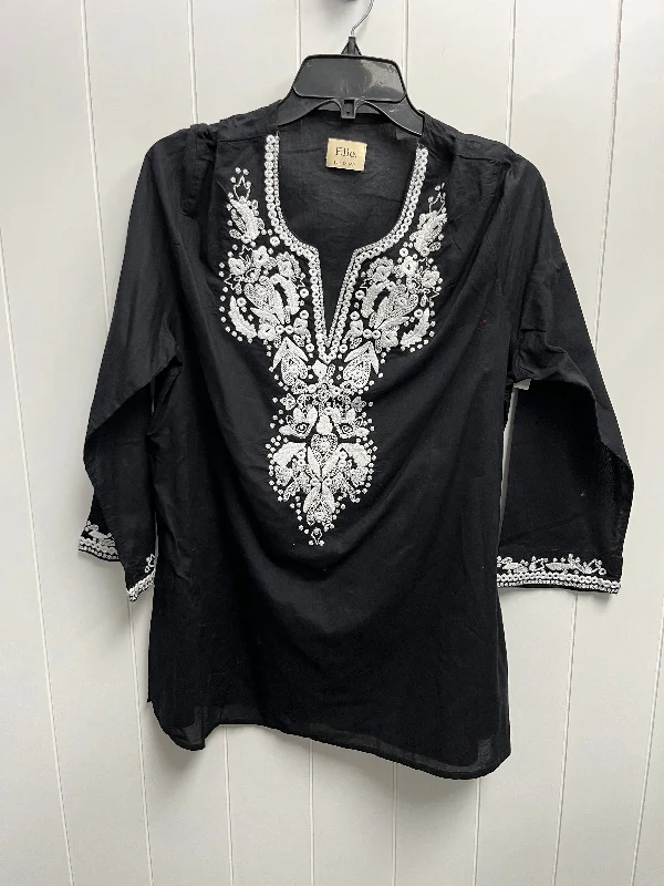 Top Long Sleeve By Elie Tahari In Black & White, Size: M