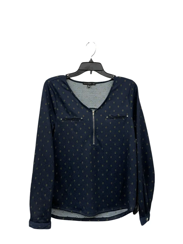 Top Long Sleeve By Haute Monde In Navy, Size: L