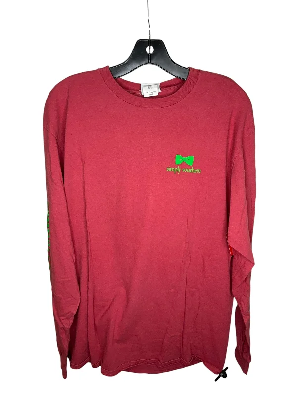 Top Long Sleeve By Simply Southern In Red, Size: L