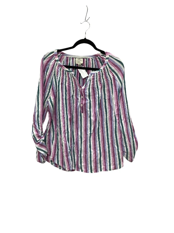 Top Long Sleeve By St Johns Bay In Striped Pattern, Size: L