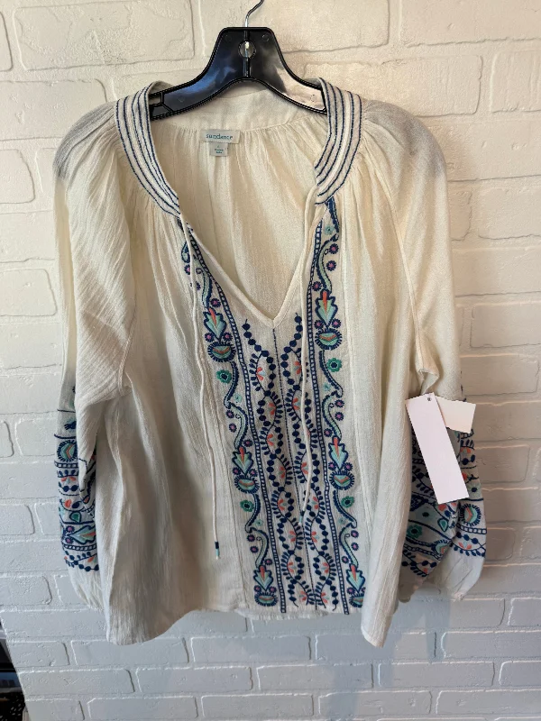 Top Long Sleeve By Sundance In Blue & Cream, Size: L